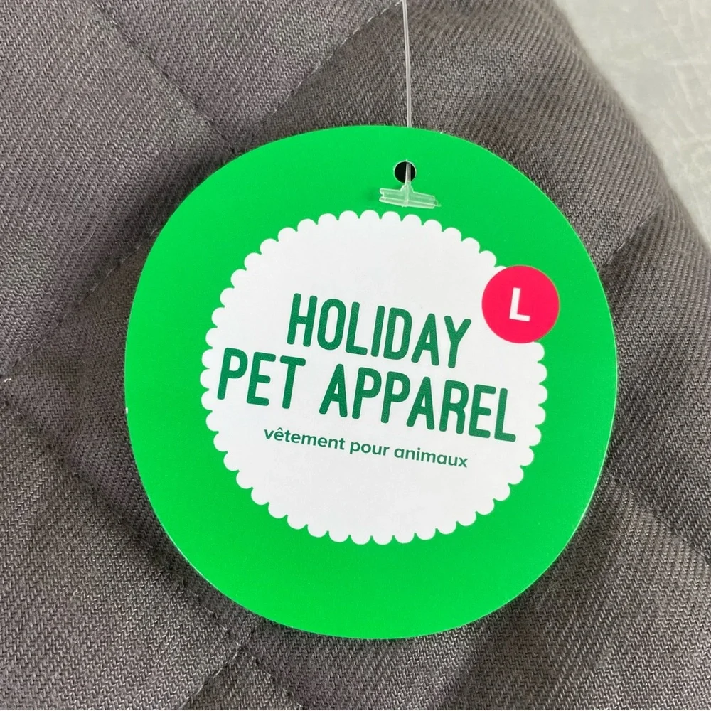 NEW Charcoal Quilted Dog Jacket with Cream Fleece Lining